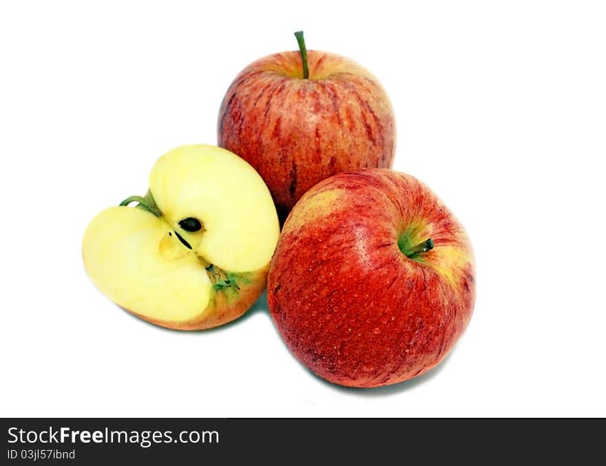 Fresh juicy apples close up isolated on white