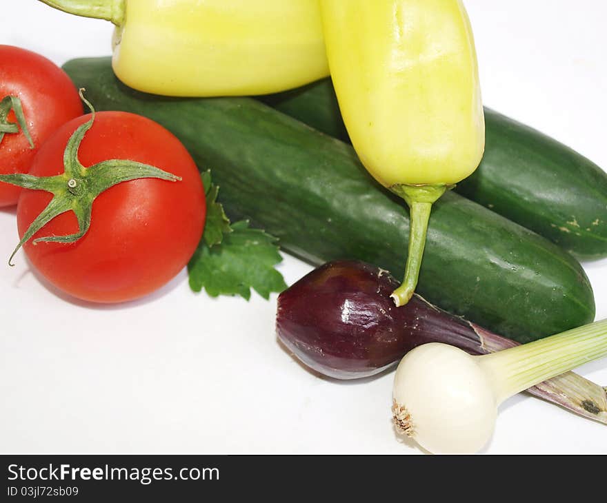 Vegetables on a white background