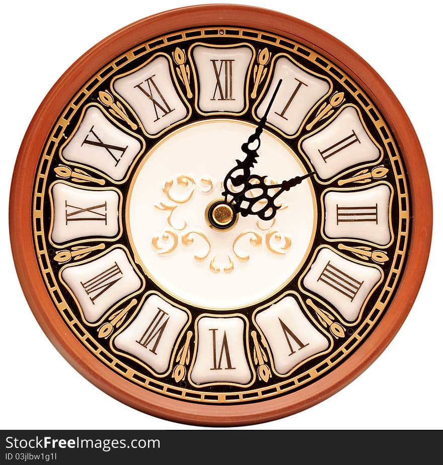 Time concept - vintage clock face on white