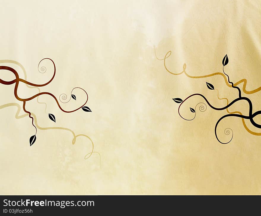 Beautiful, stylish background with swrils and tree branches