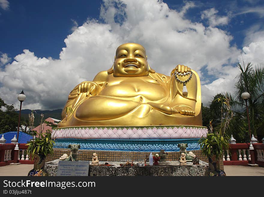 SANGKHAJAI Buddha statue in the temple.