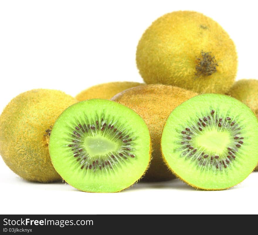 Sweet kiwi fruit isolated on the white background