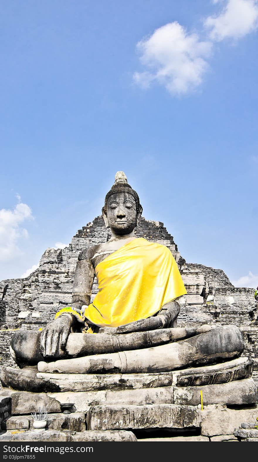 Buddha Statue With Yellow Fabric