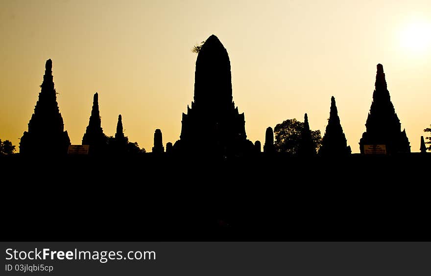 The Scene of Thailand about Silhouette Pagoda. The Scene of Thailand about Silhouette Pagoda