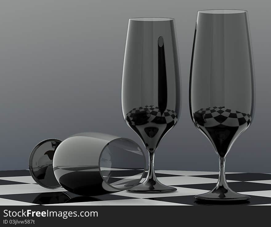 Computer generated image , three glasses