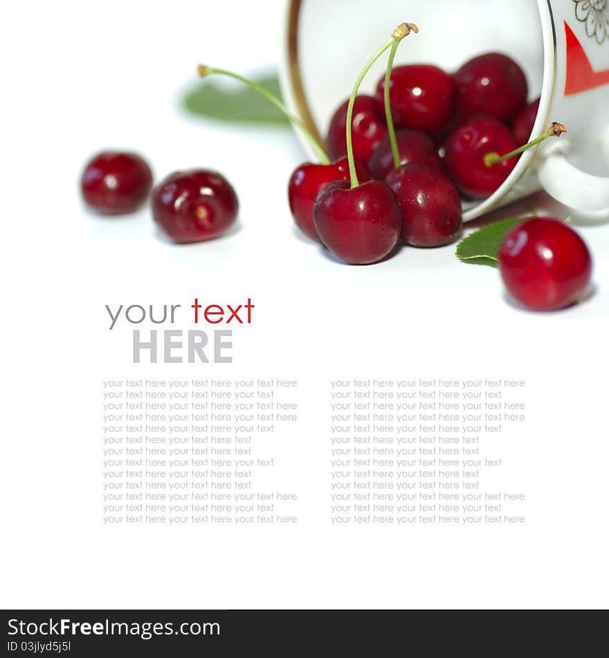 Fresh cherries isolated on white background