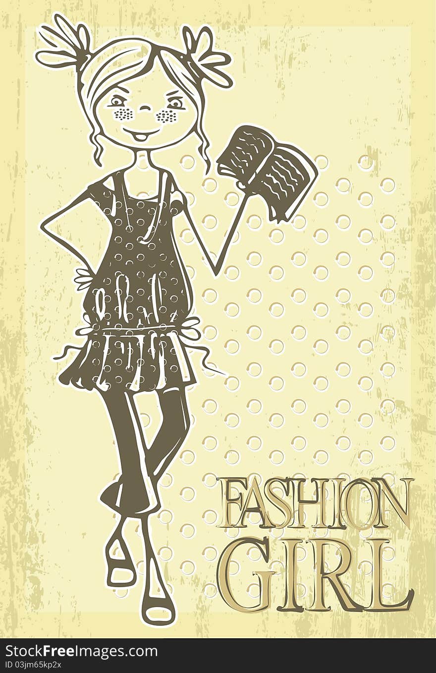 Retro vector fashion girl