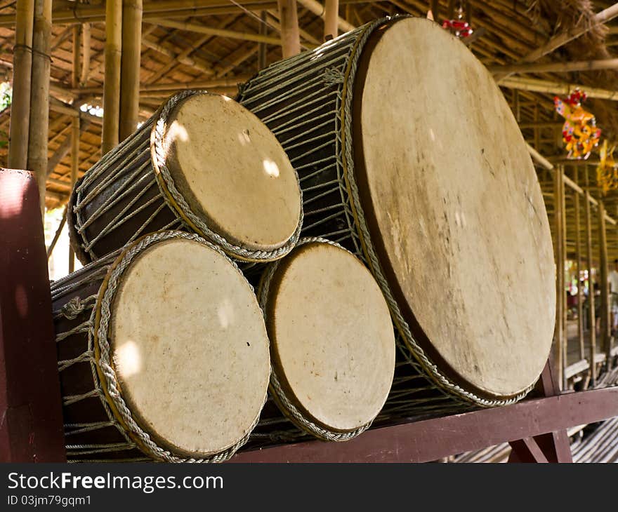 Thai leather drum to show. Thai leather drum to show