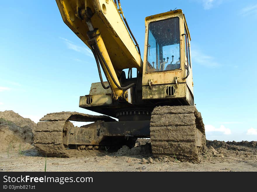 Digger, Heavy Duty construction equipment parked at work site