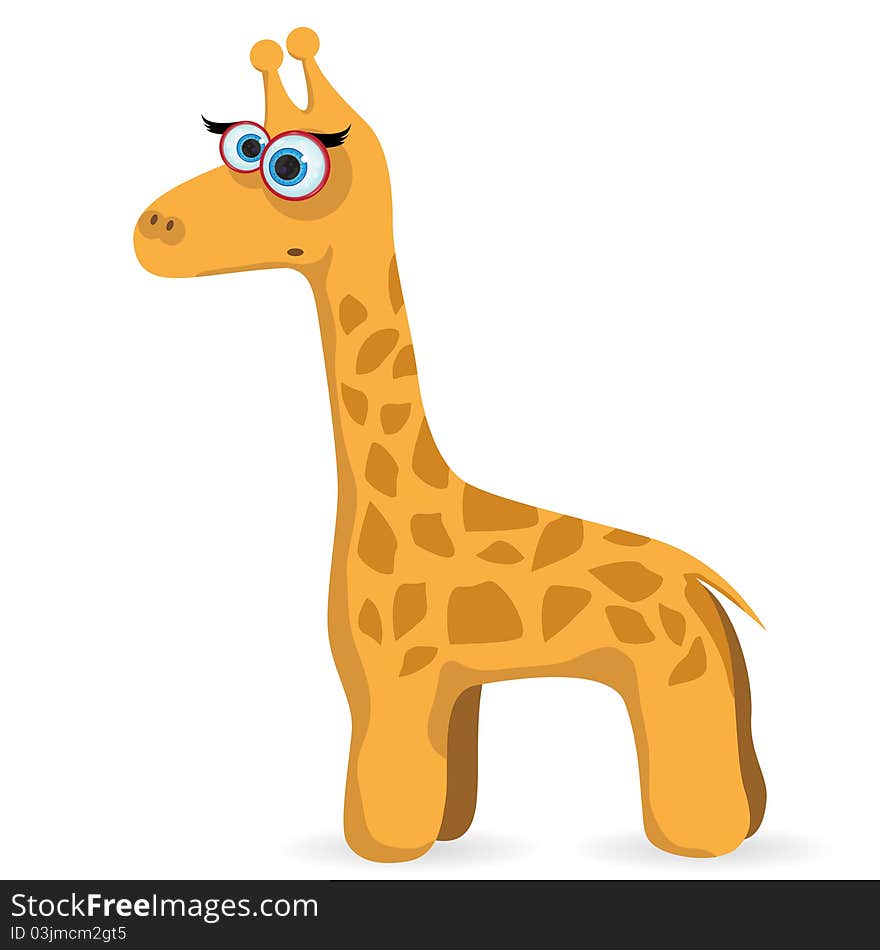 Illustration, of a cartoon giraffe with greater eye