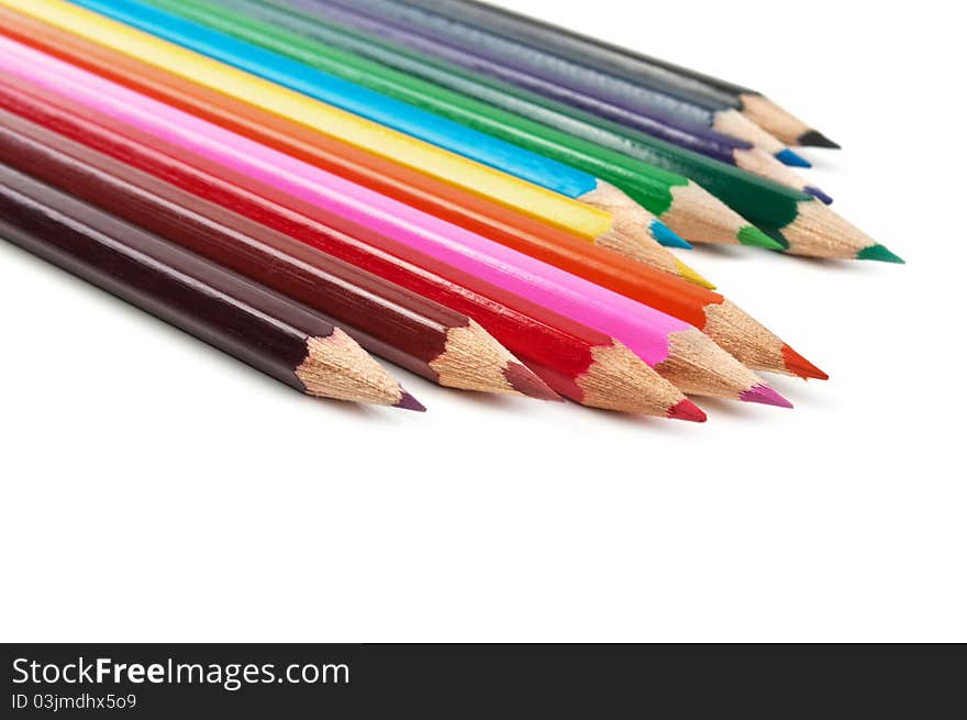 Color pencils isolated on a white background