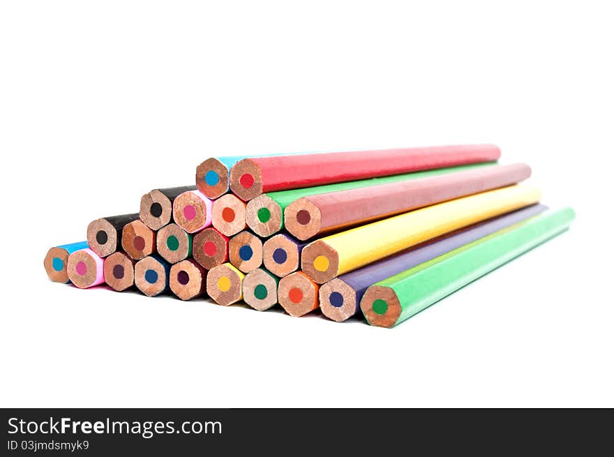 Color pencils isolated on a white background