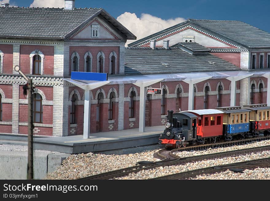 Steam engine, railway station Cesky Tesin.