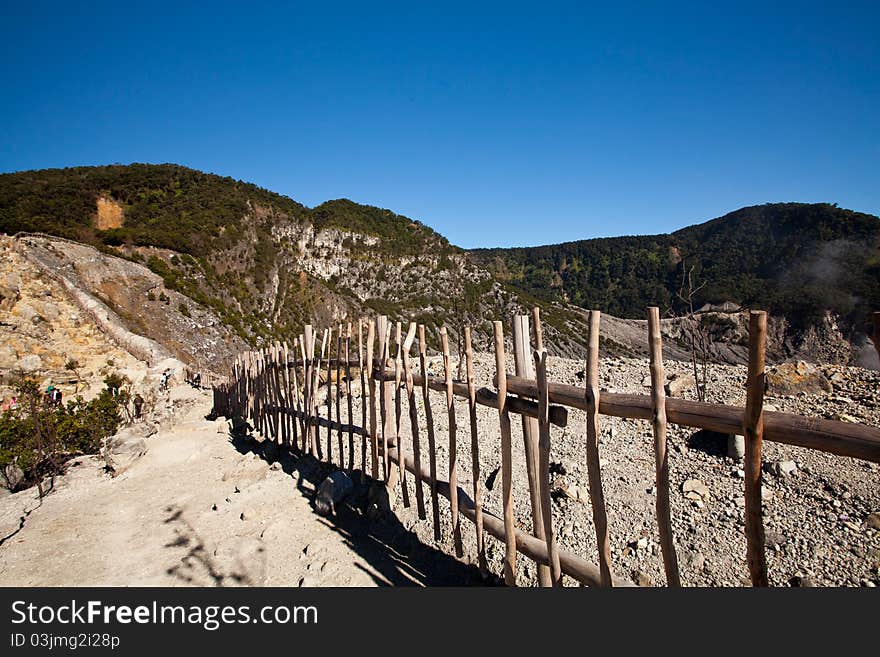 Mountain of tangkuban perahu bandung indonesia under blue sky. Mountain of tangkuban perahu bandung indonesia under blue sky