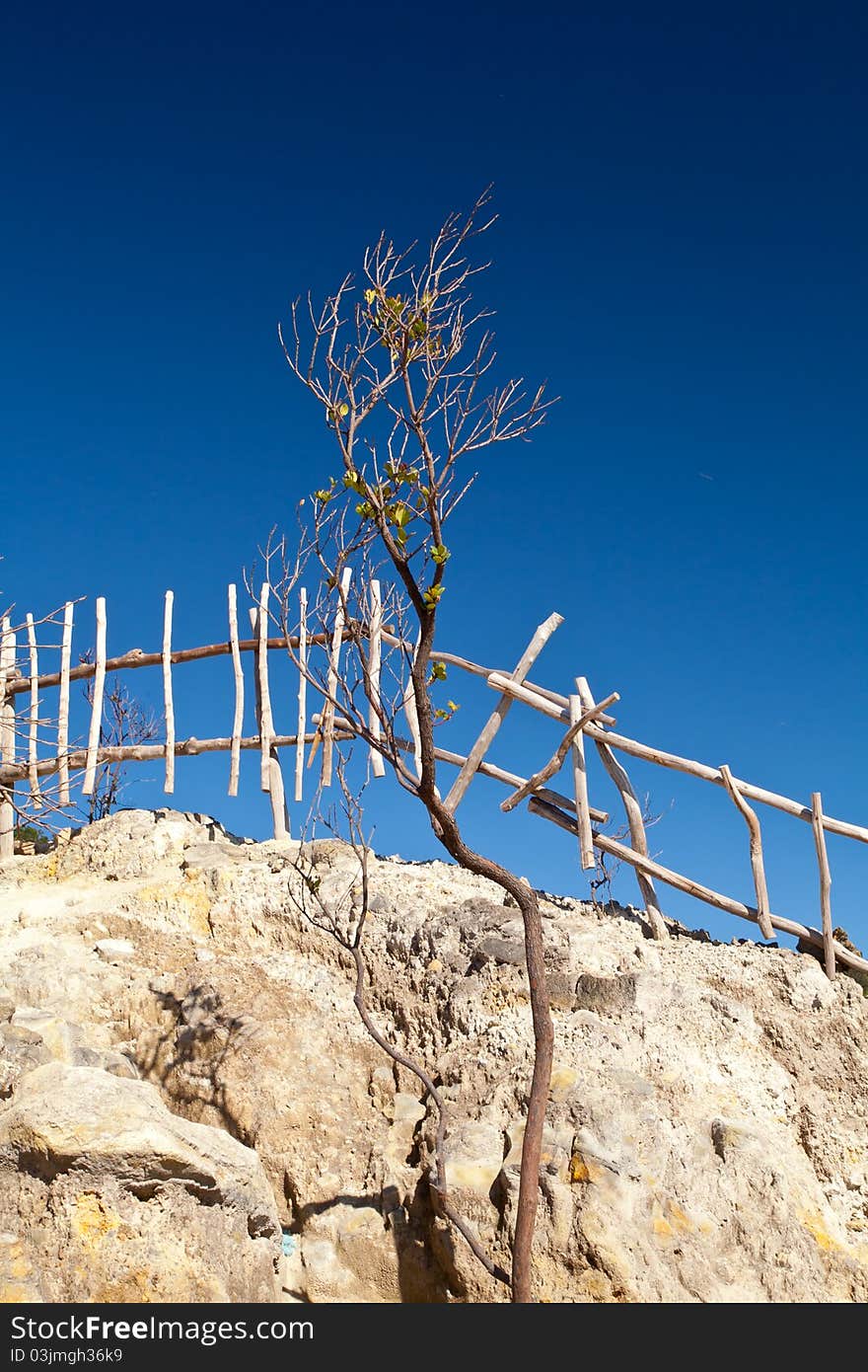 Mountain of tangkuban perahu bandung indonesia under blue sky