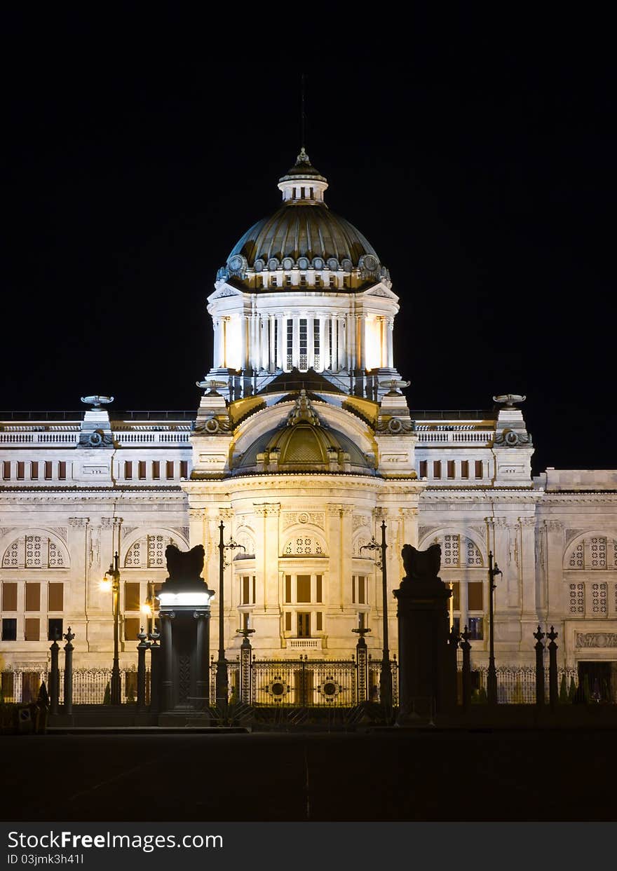 Thai Throne Hall At Night