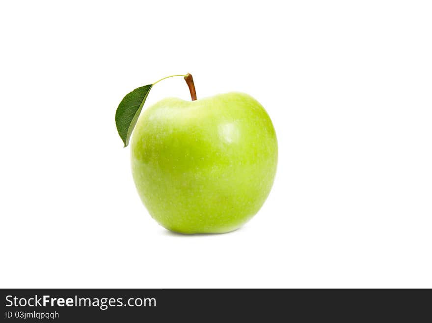 Green apple fruits isolated over white