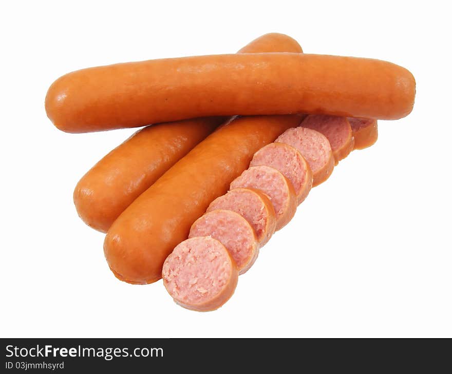 Hot Dog sausages on white background