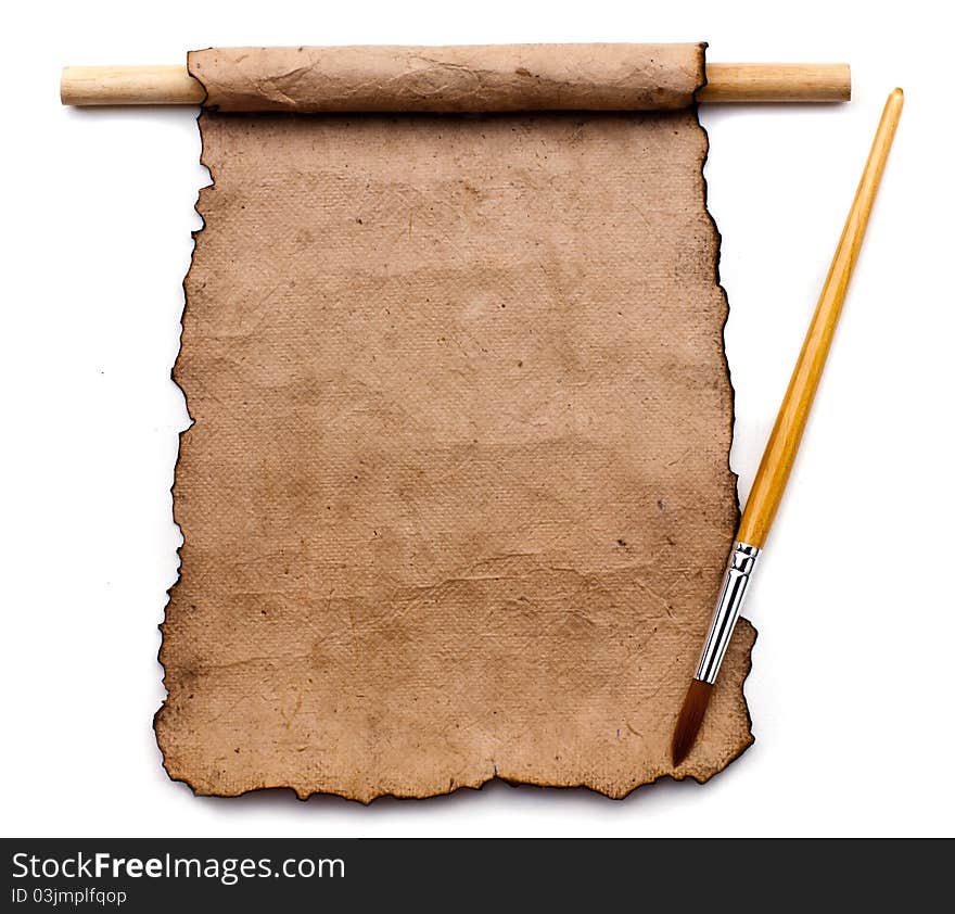 vintage old paper background with paint  brush