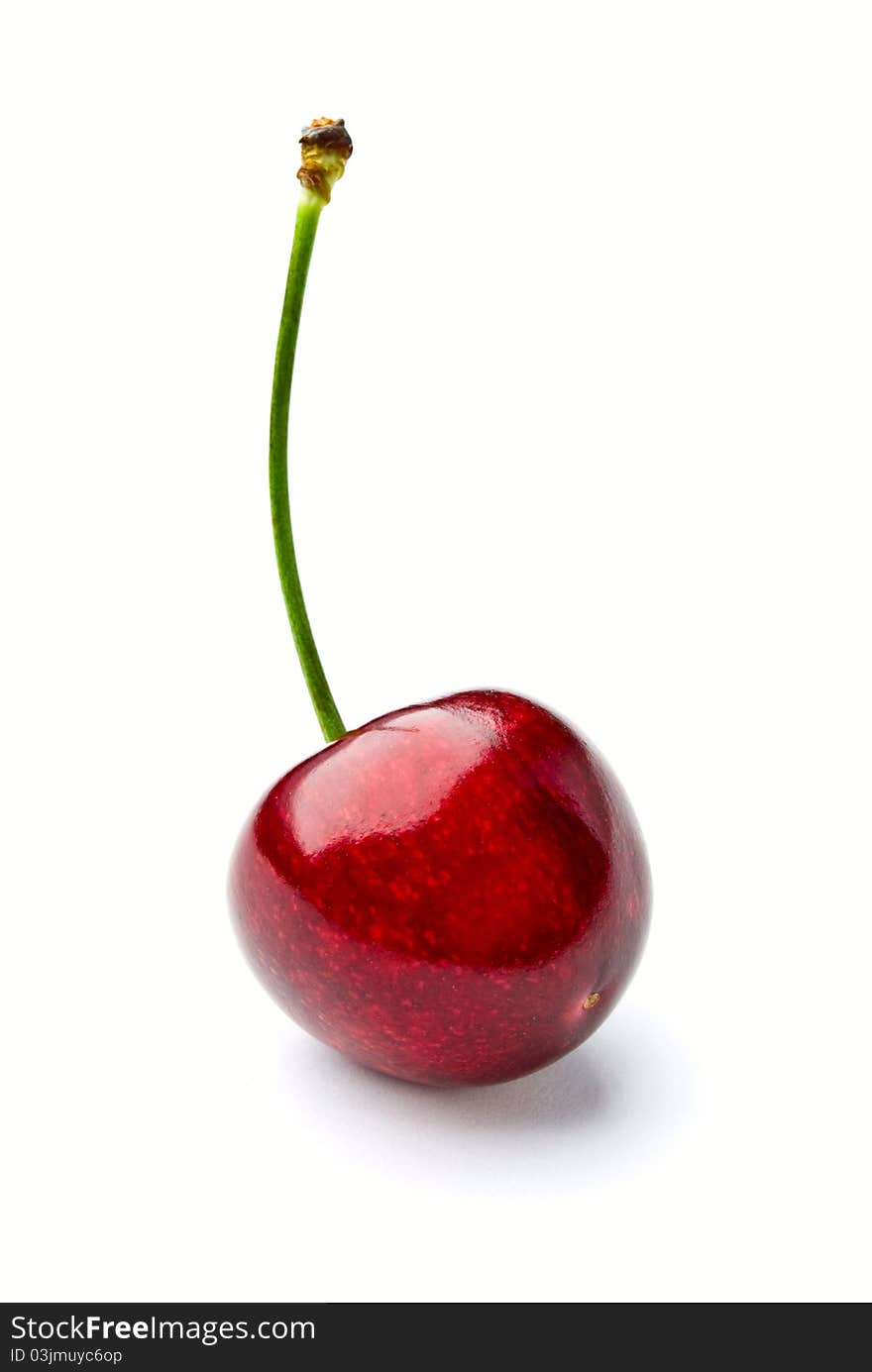 Red cherries on a white background. Red cherries on a white background