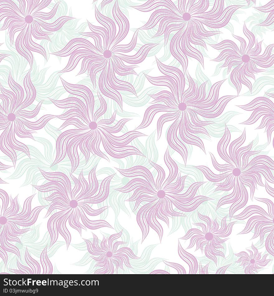 Abstract art flower seamless background pattern, floral vintage illustration. Cute, filigree wallpaper with flourishes.