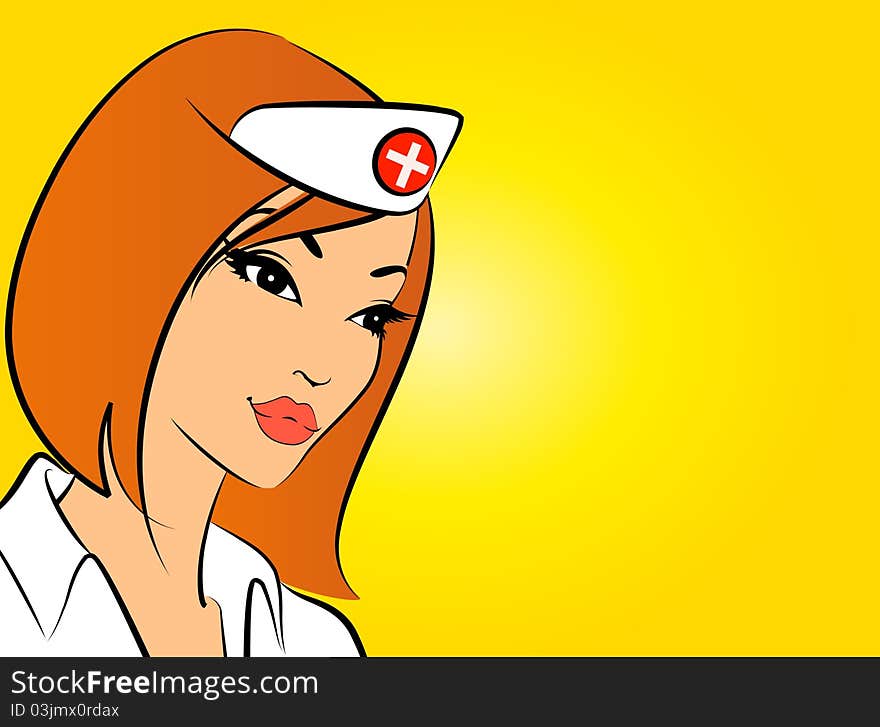 Beautiful nurse,illustration for a design