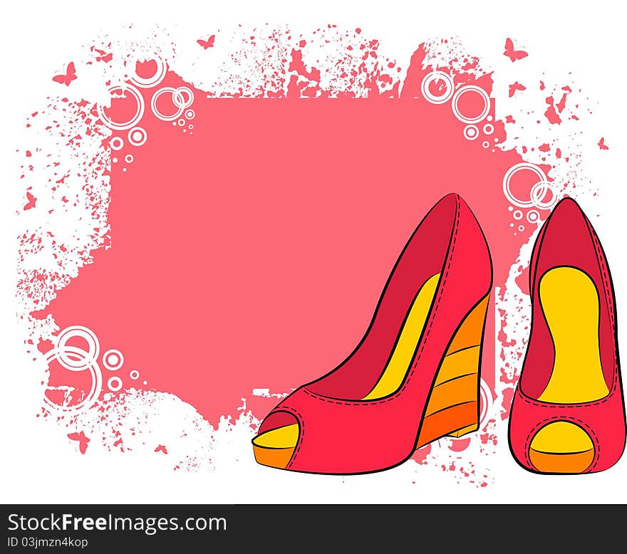 Pair of shoes with high heel