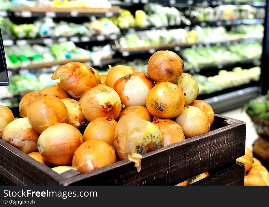 Onions Background In Supermarket