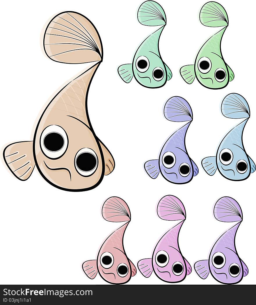 Illustration cartoon fish. Fun. Fairy. Illustration cartoon fish. Fun. Fairy