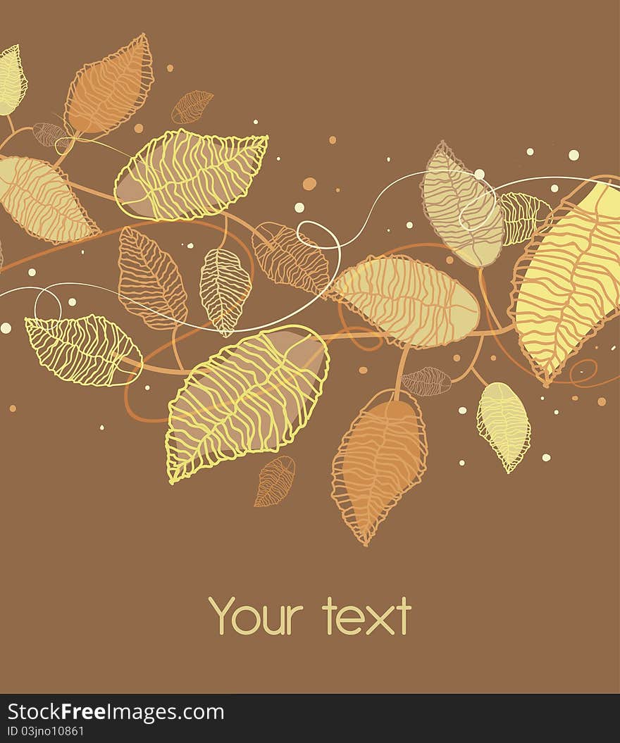 Abstract brown background with drawing plants and leafs. Abstract brown background with drawing plants and leafs