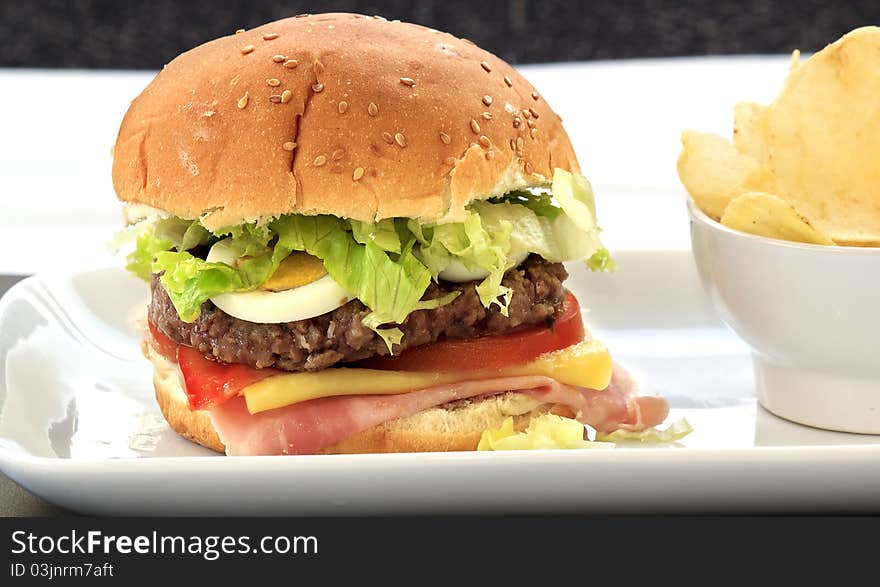 Hamburger With Cheese And Tomato