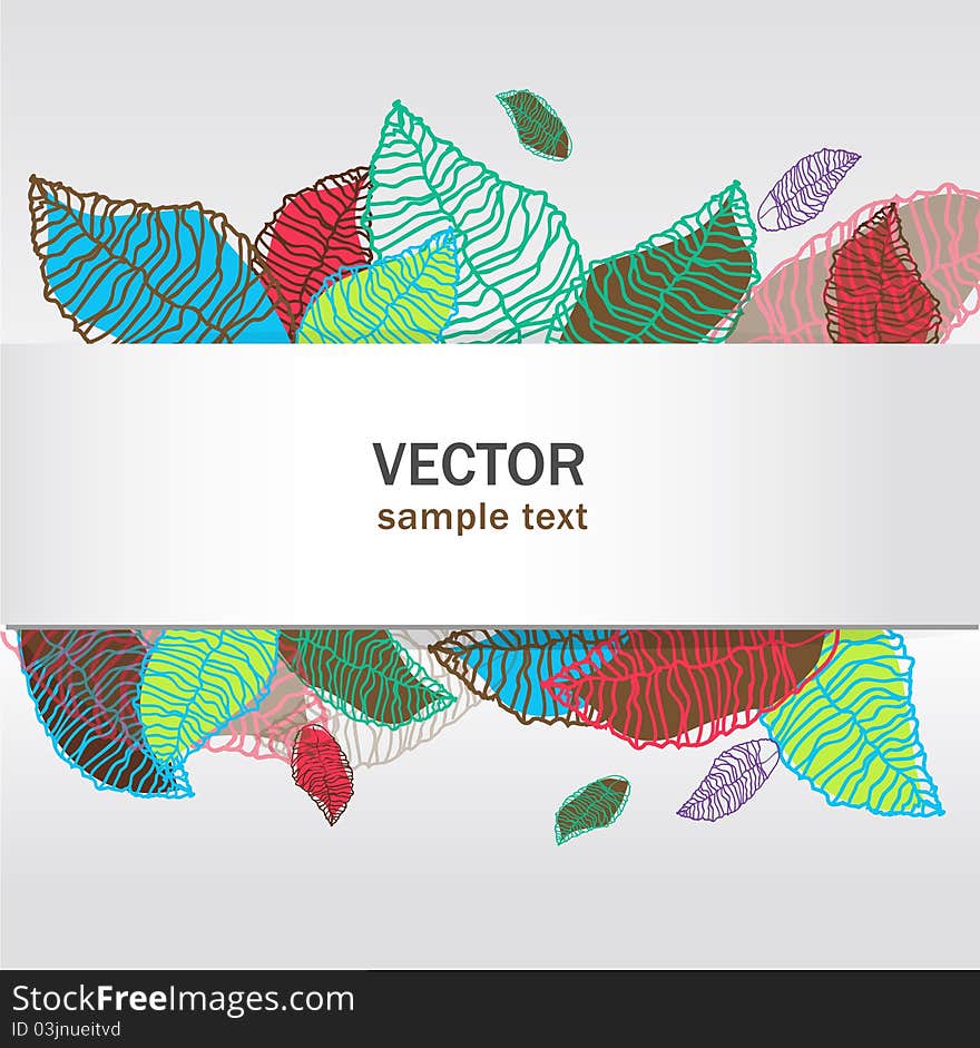 Abstract floral banners set with bright leaves