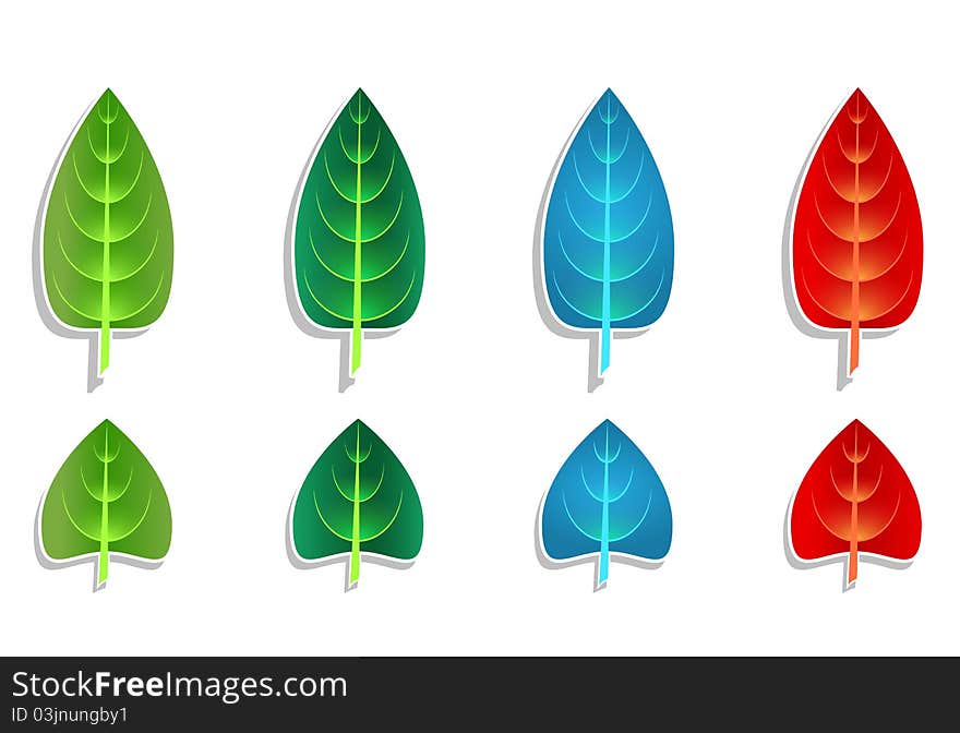 Vector icon set with multicolor leaves. Vector icon set with multicolor leaves