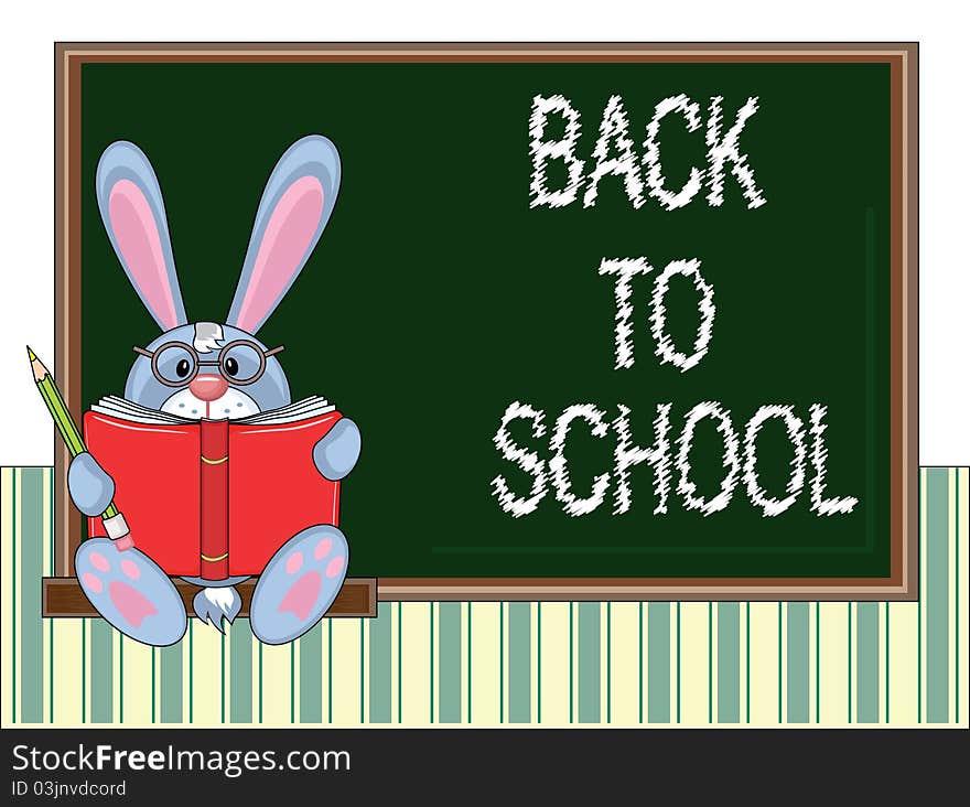 School blackboard,with lettersBack to schooland rabbit