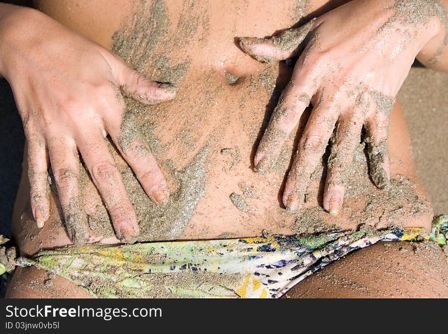 Wet Navel With Sand