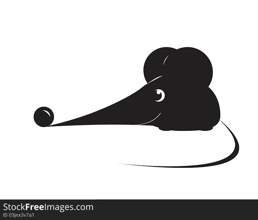 Silhouette of small black mouse