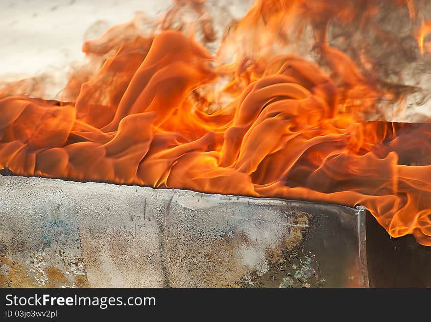 Close up of a Hot Fire Flame Burning Used as a Texture Background