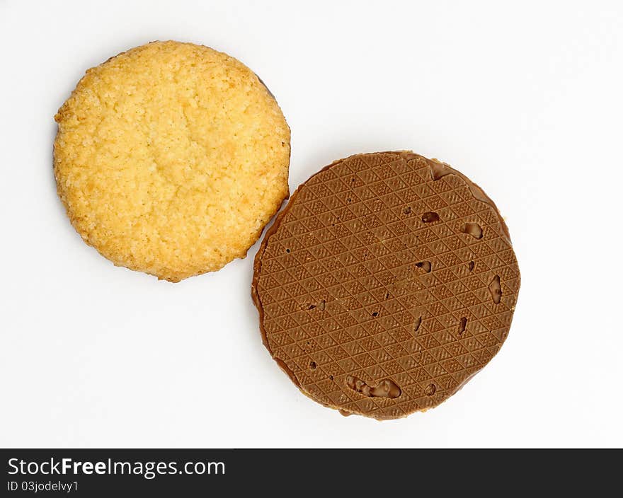 Biscuits covered with milk chocolate