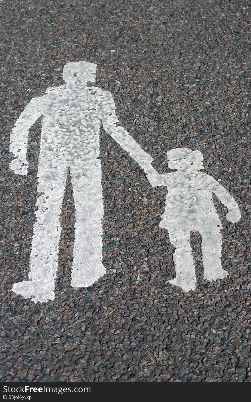 Symbol for pedestrians, father and child, Marker for walkways. Symbol for pedestrians, father and child, Marker for walkways