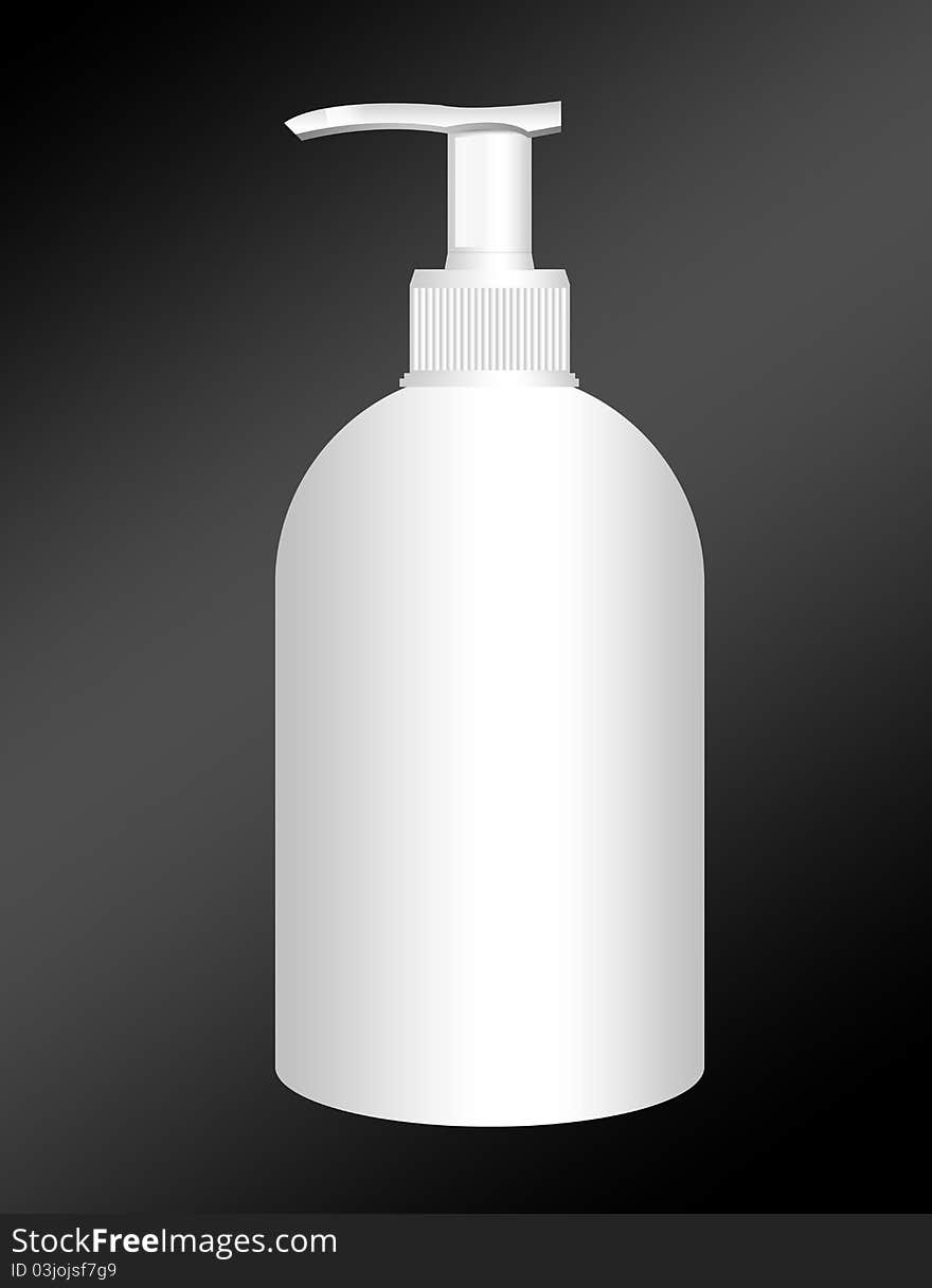 White black plastic bottle isolated over black background. White black plastic bottle isolated over black background