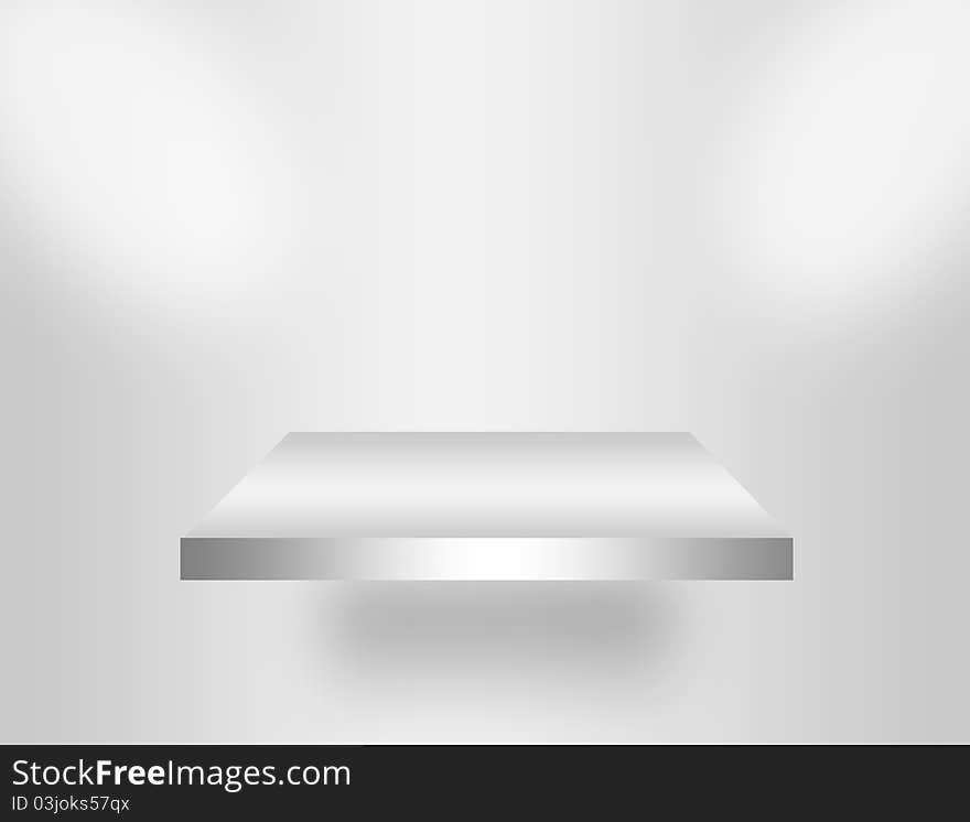 Gray and white blank empty shelf with light.illustration