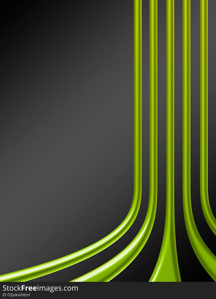 Green metallic  lines over black background.illustration. Green metallic  lines over black background.illustration