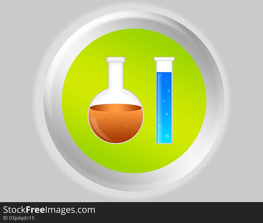 Green, blue, orange and gray test button illustration. Green, blue, orange and gray test button illustration