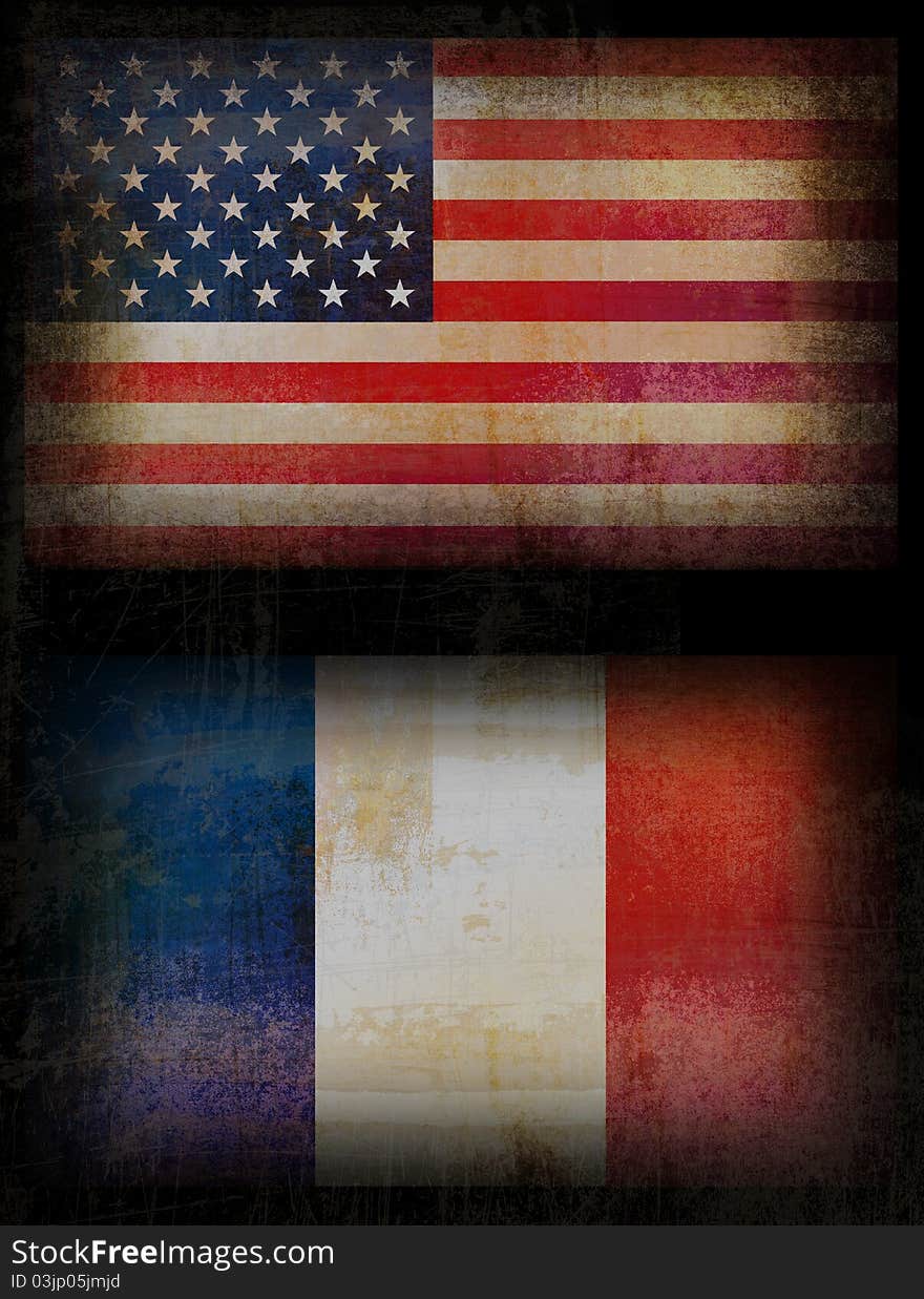 USA And France Flags