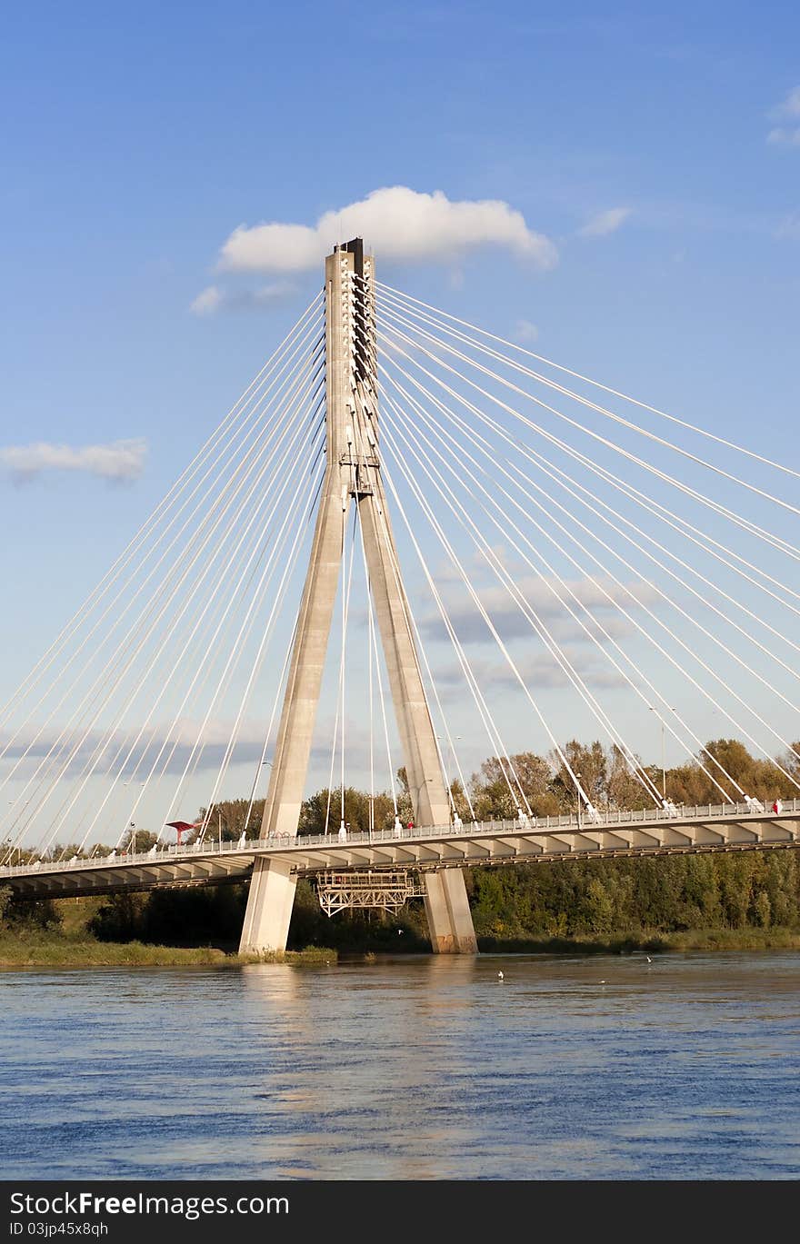 View of modern bridge in Warsaw