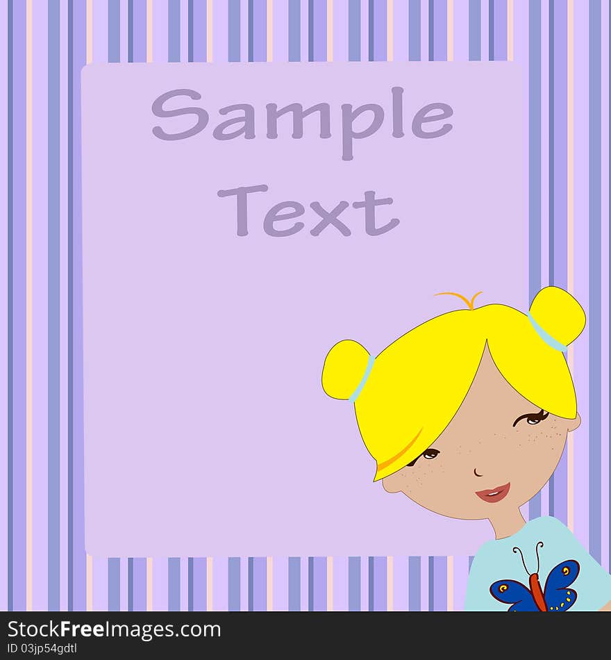 Vector Illustration of cool invitation frame with funky Young girl