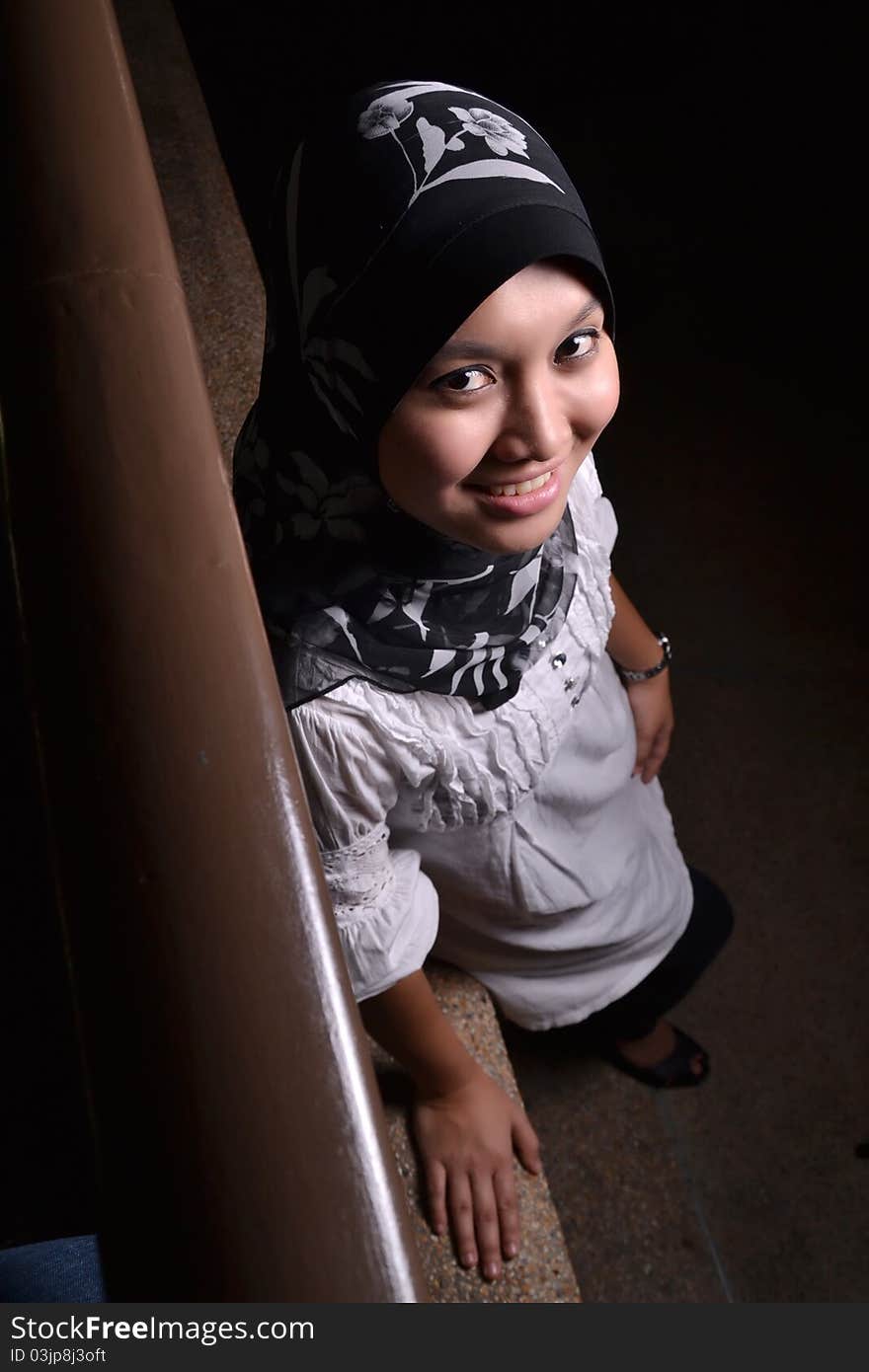 Asian young muslim woman portrait. Asian young muslim woman portrait