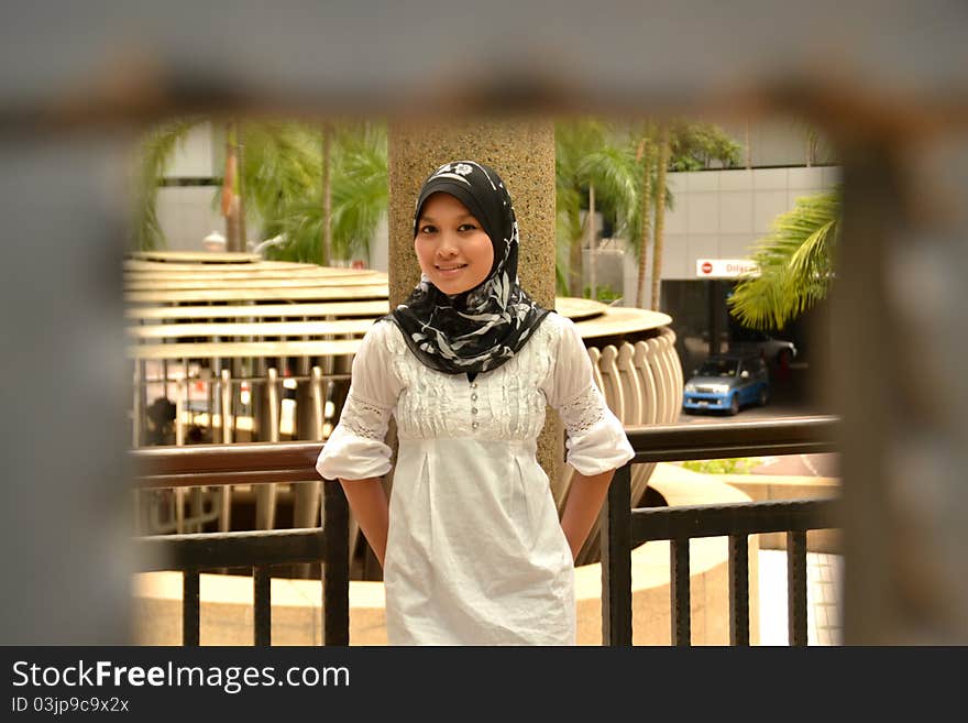 Asian young muslim woman smile portrait. Asian young muslim woman smile portrait