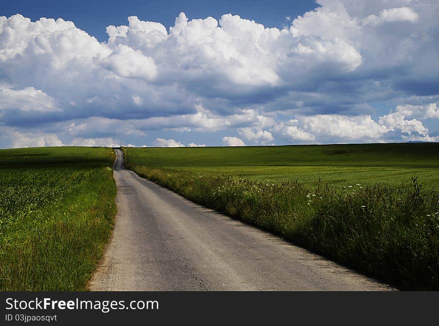 Endless summer route between the field. Endless summer route between the field