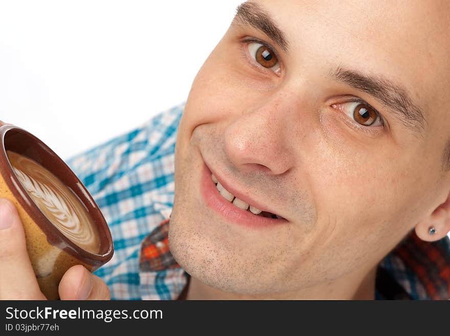 Young Man Drinking Coffee